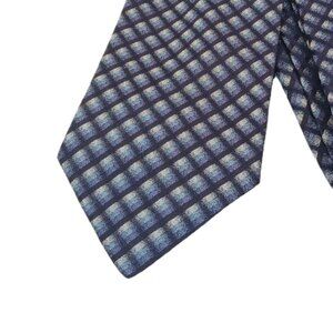 Today’s Man Silk Tie Men’s 60” Navy Blue Woven Geometric Office Preppy Wide New